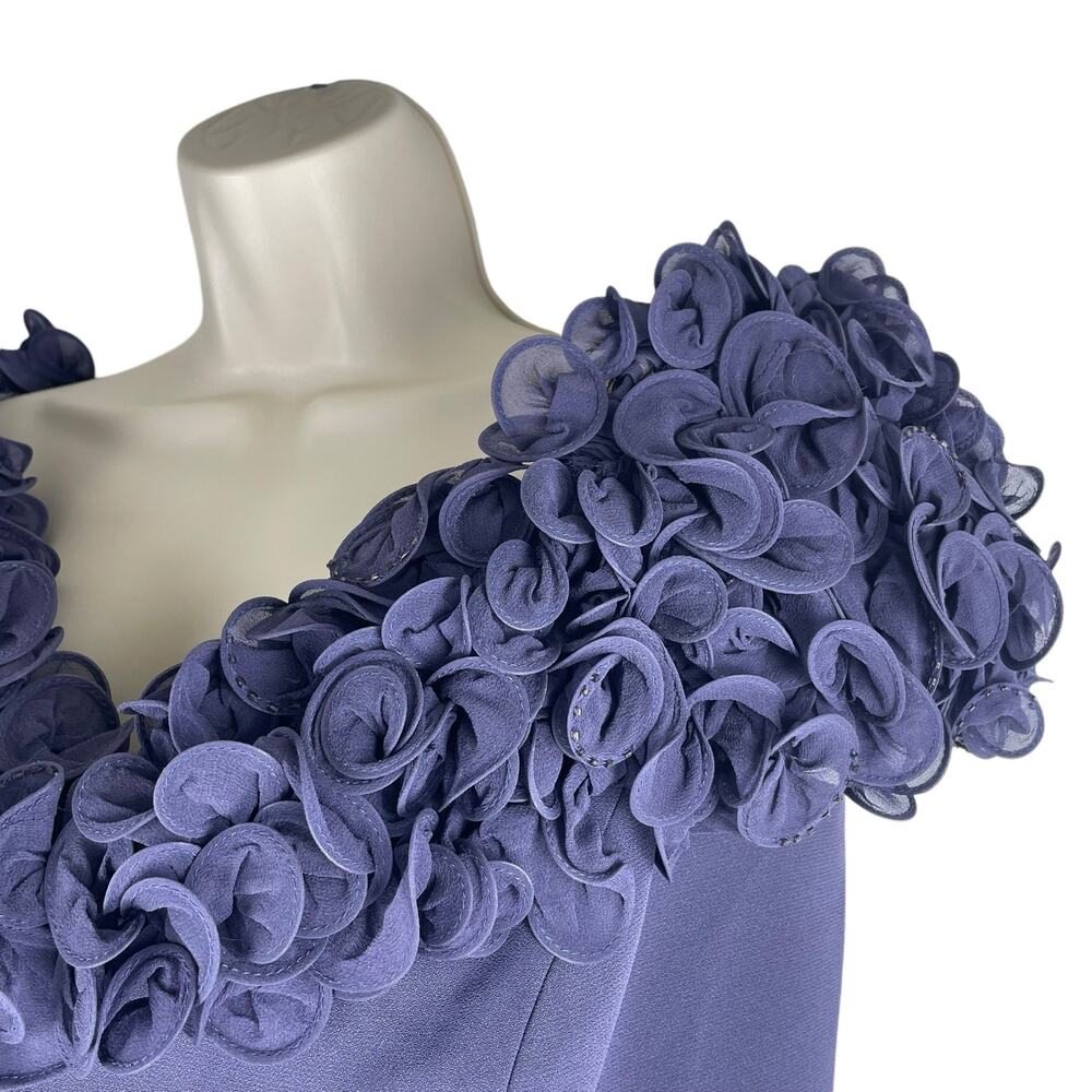 Daymor Floral Applique Off the Shoulder Evening Gown Purple Size 8 - Picture 7 of 13